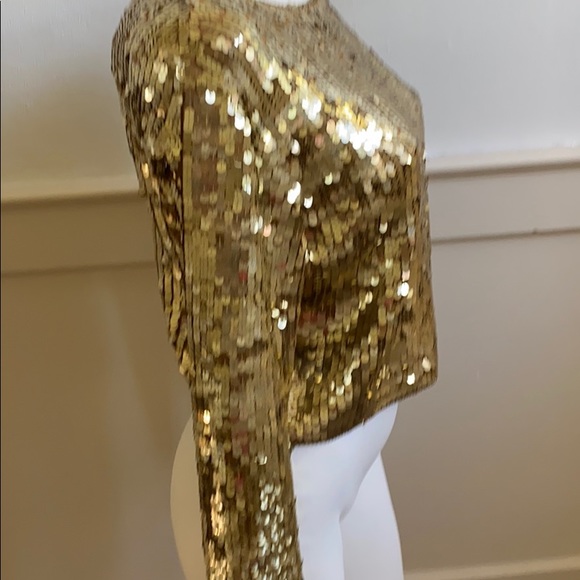 Vintage Cathy Hardwick Gold Sequin Top - Picture 2 of 5